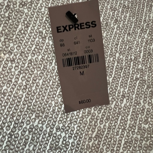 Express Sequin Cami Womens M White VNeck Tank Top Adjustable Straps NWT - Picture 4 of 7